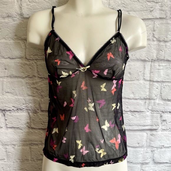 La SENZA Tops - LA SENZA Y2K Sheer Butterfly Cami Tank Top